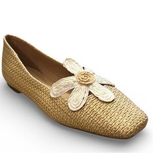 Katy Perry The Evie Daisy Ballerina Flat In Natural Raffia NWOT